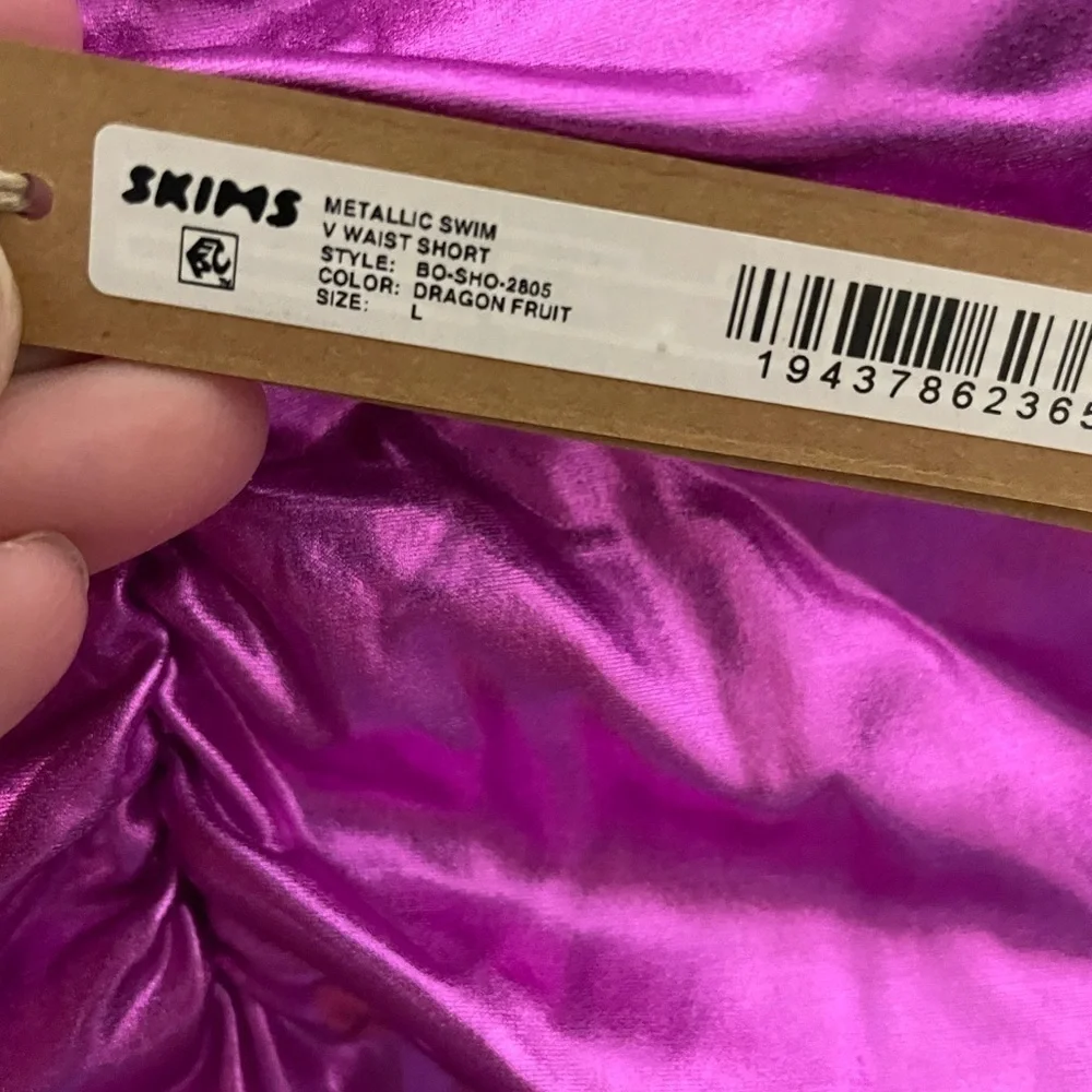SKIMS Purple Metallic Triangle Bikini Top & High-Rise Shorts Set